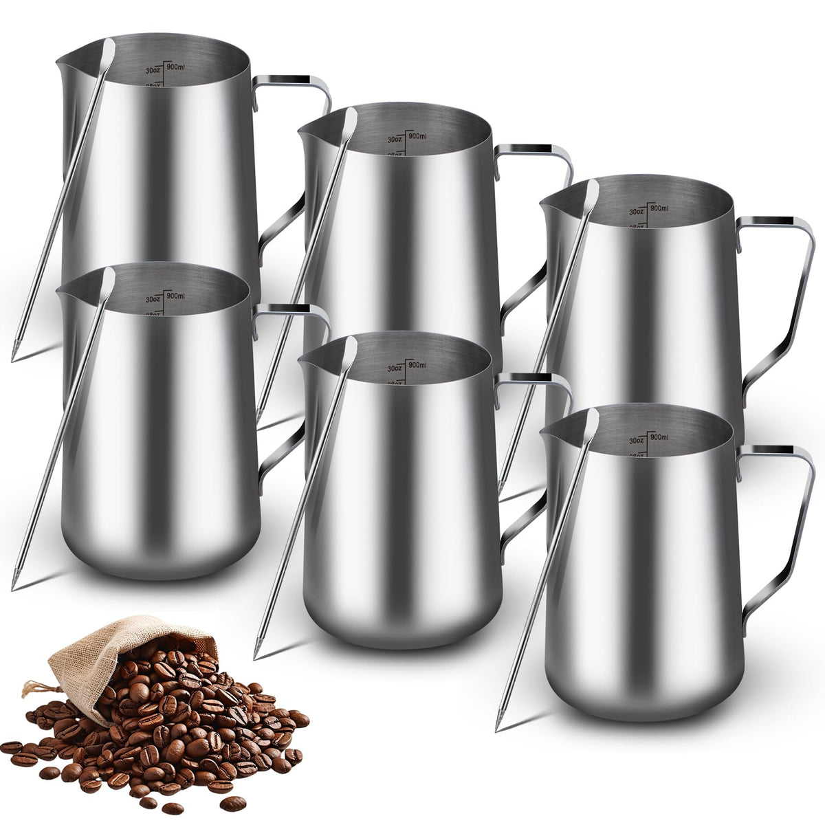 6 Pack Milk Frothing Pitcher
