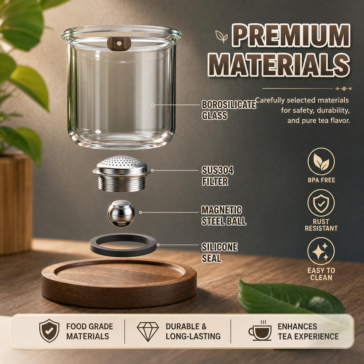 Magnetic Glass Teapot with Infuser