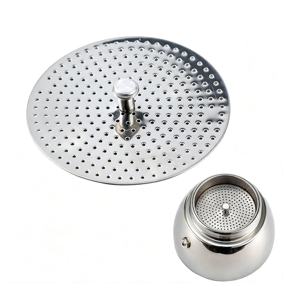 2/4/6/9 Cups Moka Pot Filter Funnel For Espresso Coffee Makers, Stainless Steel Moka Pressed Powder Decrement, Moka Pot Funnel Insert, Home Coffee Brewing Accessory(6Cups)