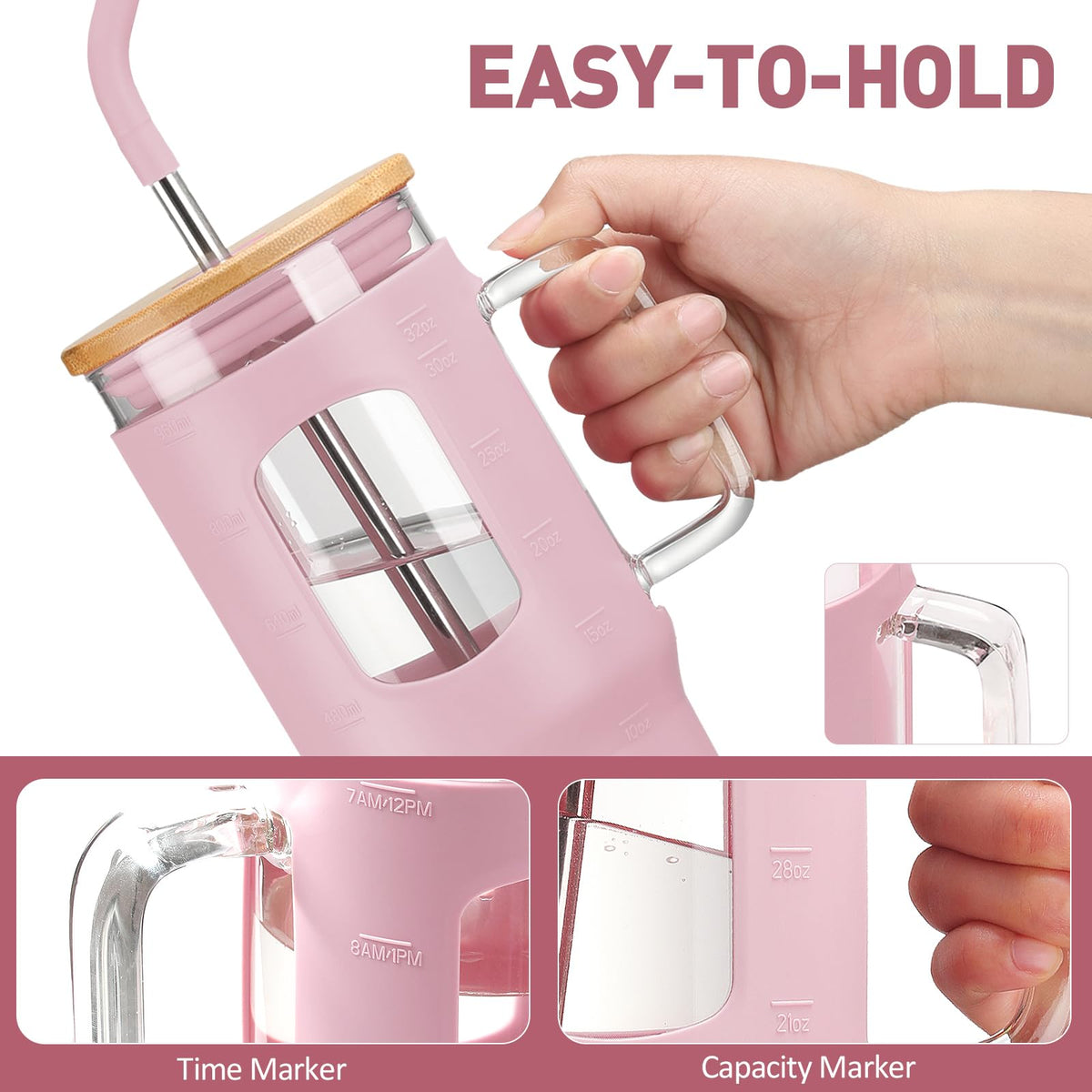 Glass Tumbler with Straw and Lid