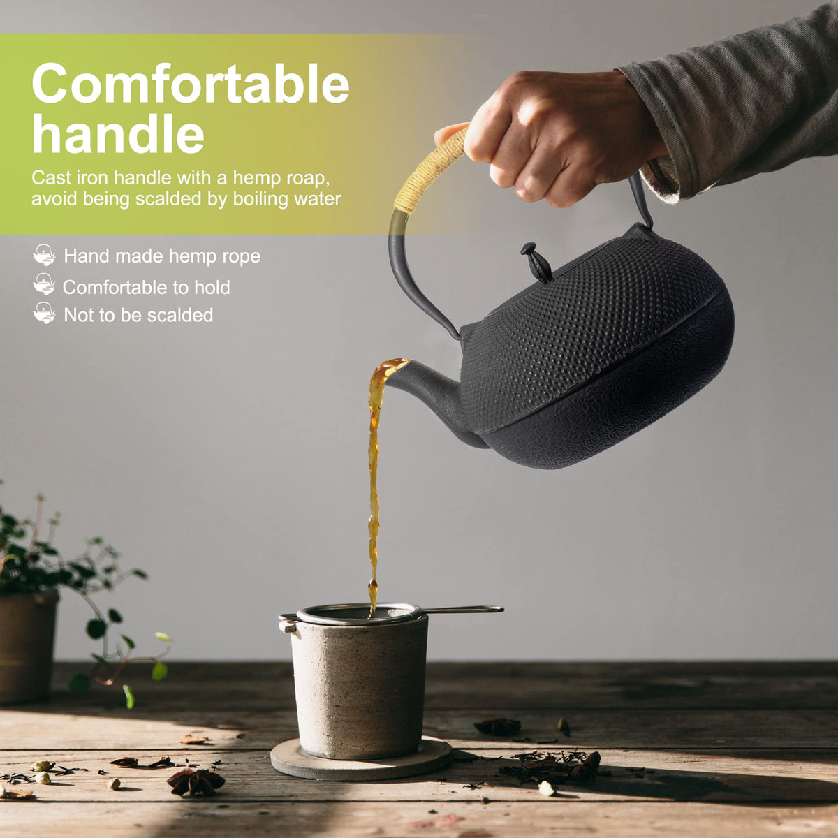 Japanese Tetsubin Tea Kettle Cast Iron Teapot with Stainless Steel Infuser 60 oz