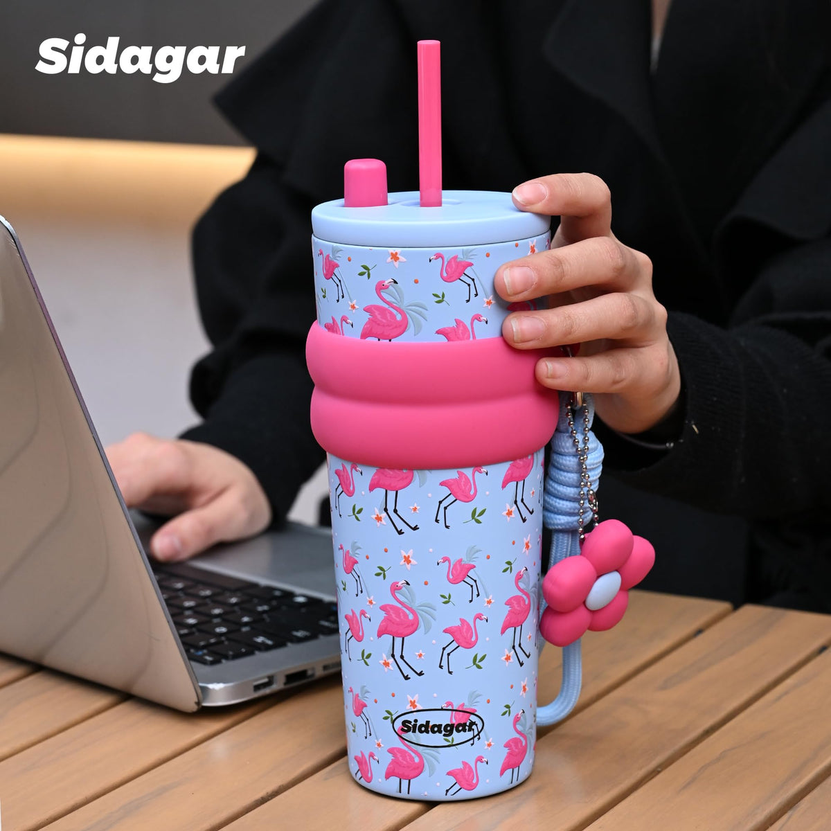24 oz Stainless Steel Tumbler with Lid and Straw