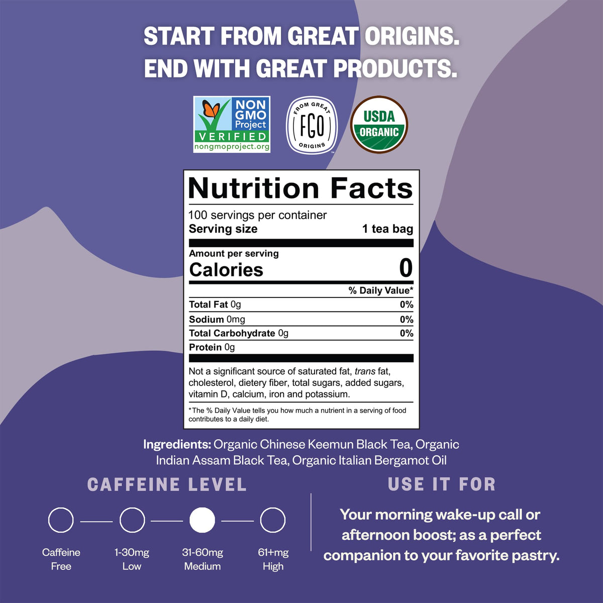 Organic Earl Grey Black Tea (100 Count)