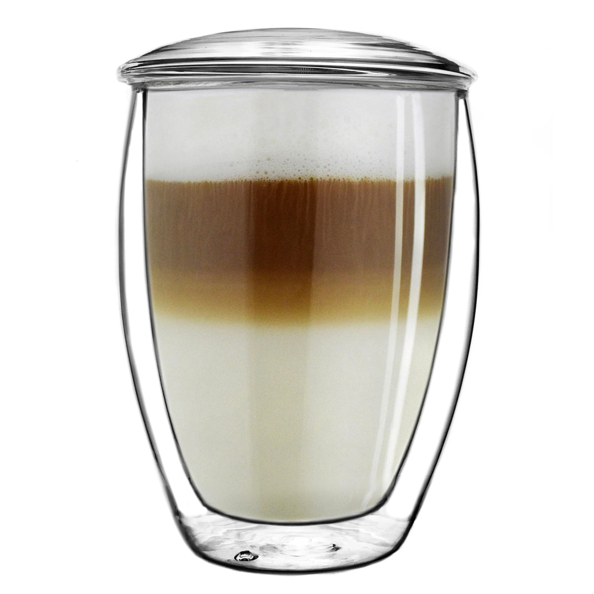 Double Walled Tea Glass with Stainless Steel Filter and Glass Lid