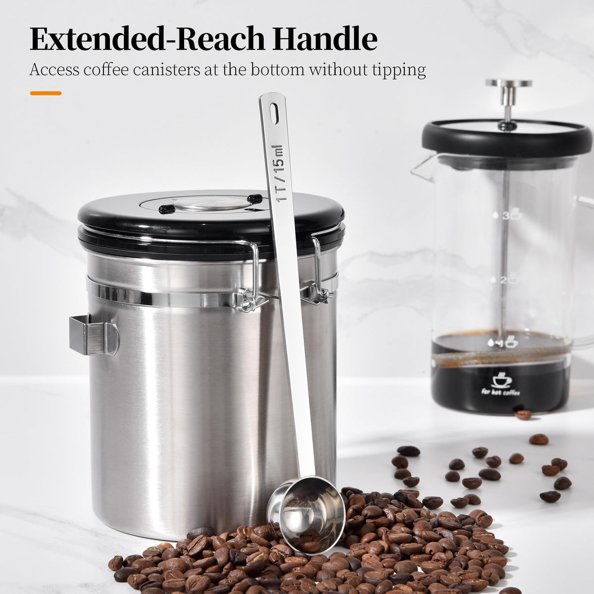 8.3in Long Handle Coffee Scoop for Ground Coffee
