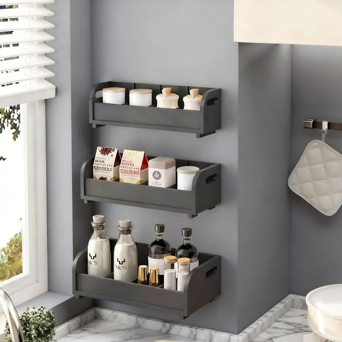 3 Layer Stackable Bamboo Tea Bags Organizer Storage Rack