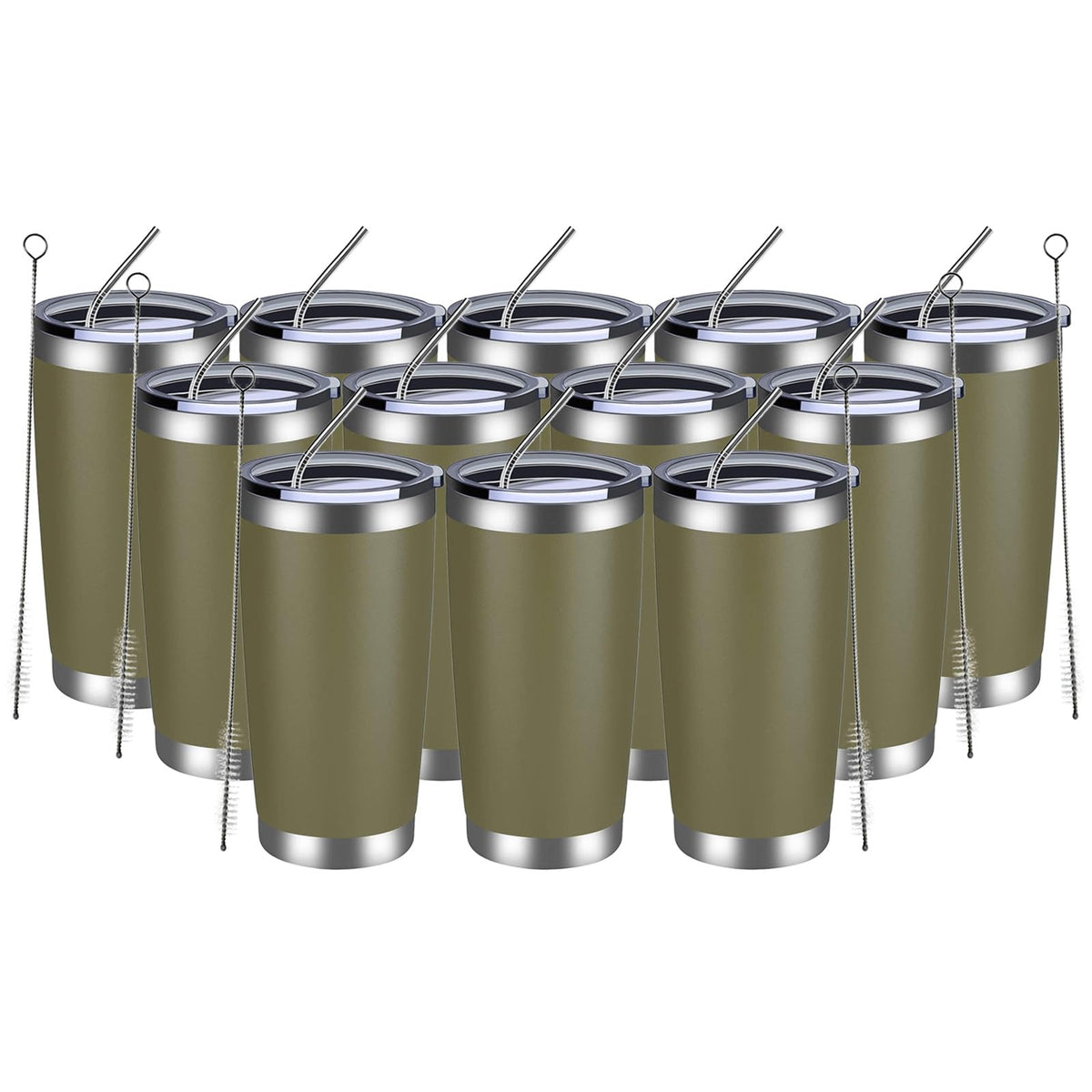 20oz Tumbler 12 Pack Double Wall Vacuum Insulated Travel Mug Bulk (12 Count)