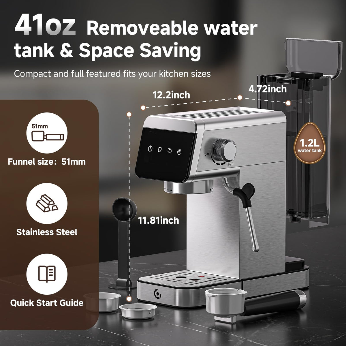 20 Bar Compact Home Espresso Coffee Machine
