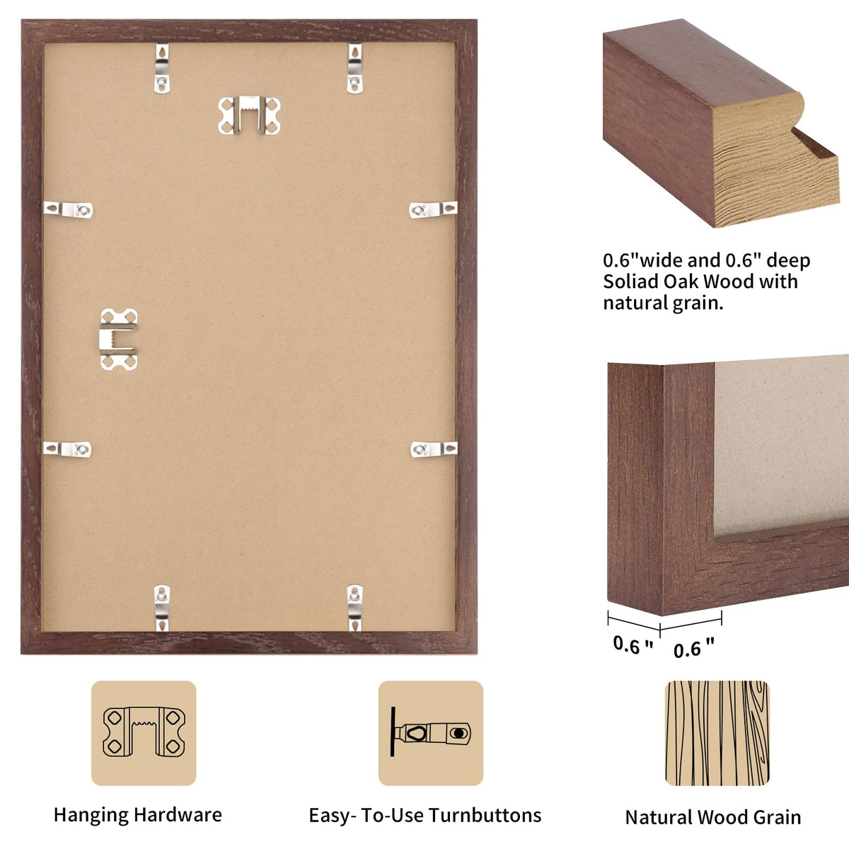 12x18 Solid Oak Wood Picture Frames (3 Count)