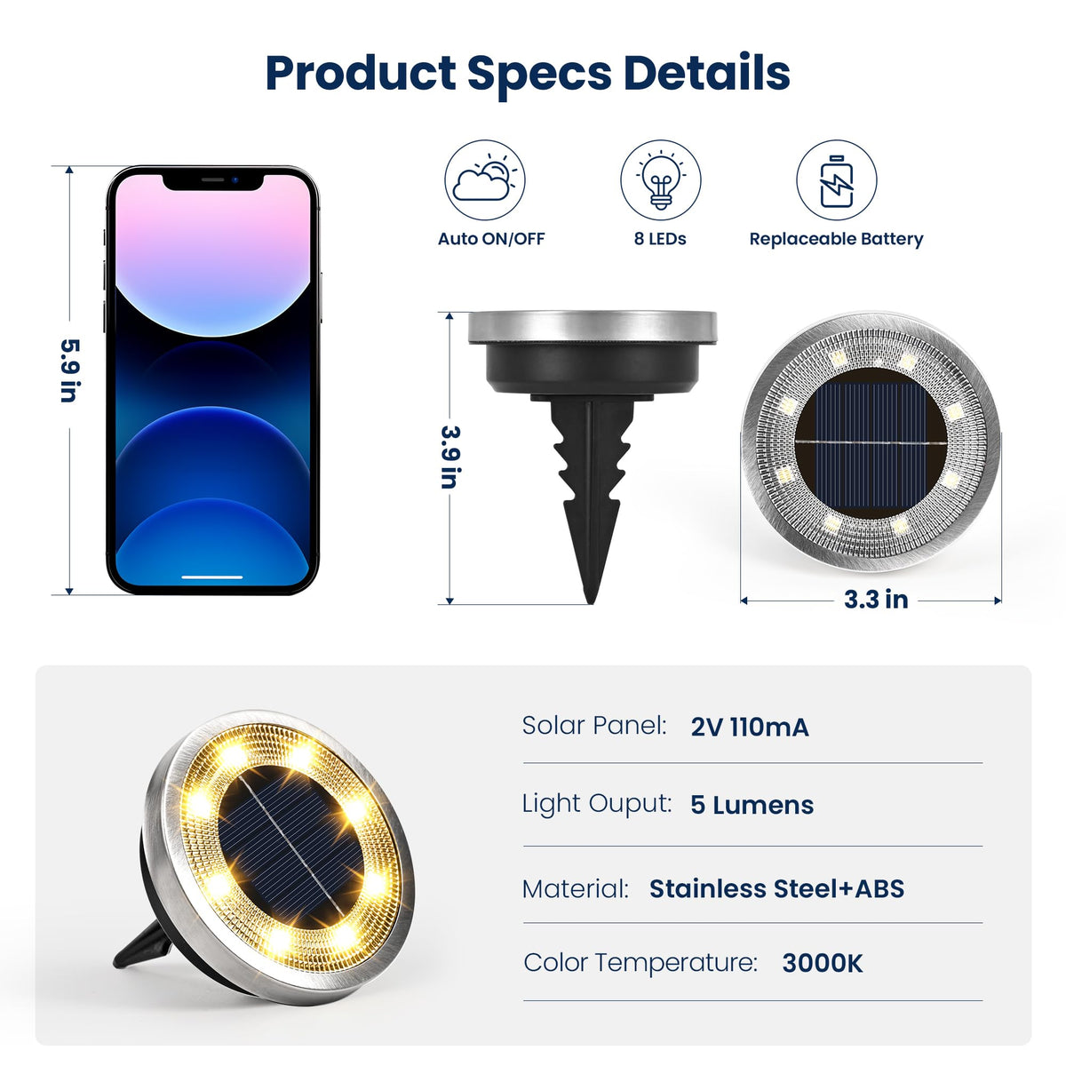 10 Pack Solar Ground Lights Outdoor (10 Count)