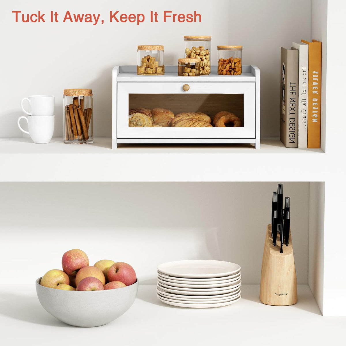 White Bread Box for Kitchen Countertop