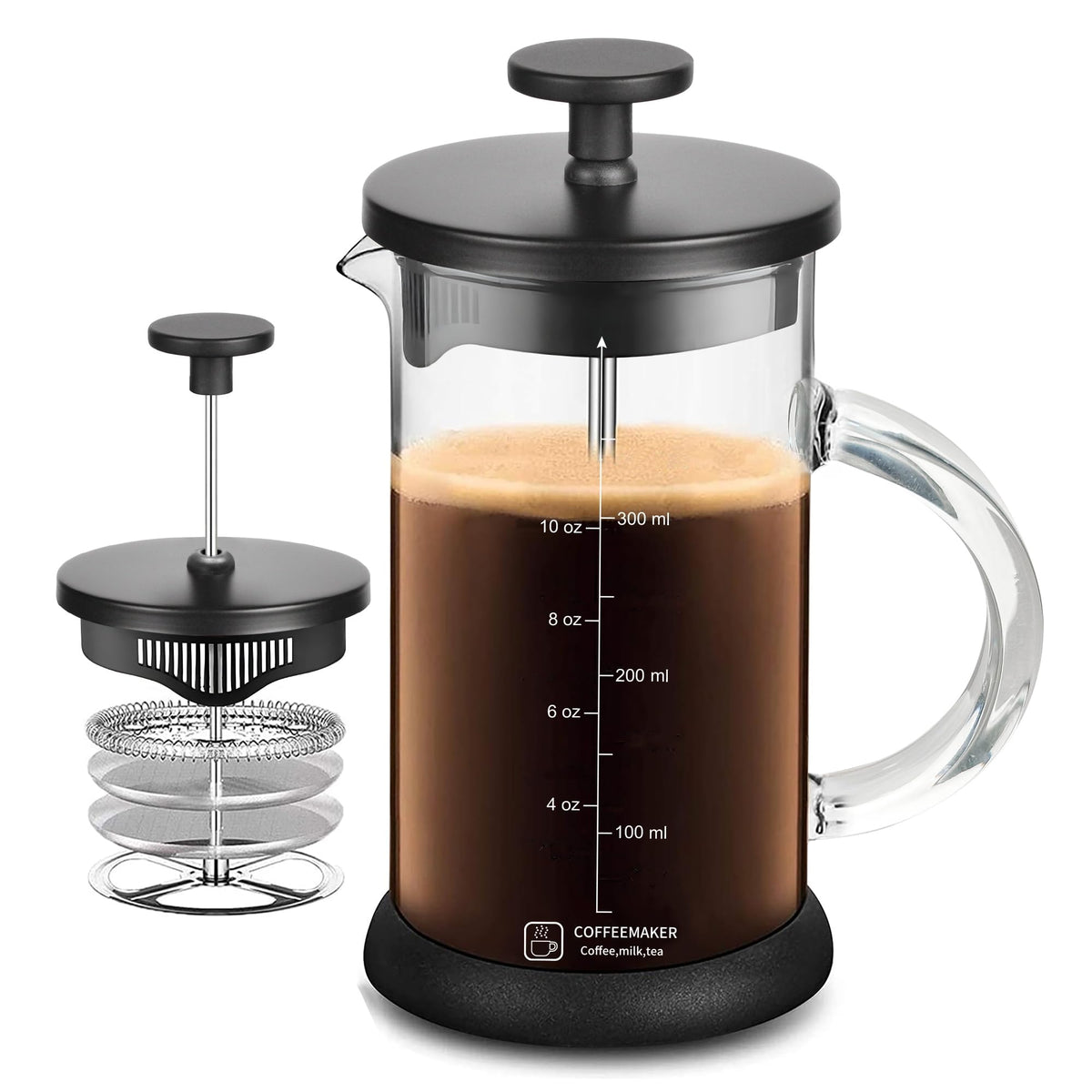 French Press Coffee Maker 12 Ounce Espresso Tea Coffee Maker with 4 Filters System