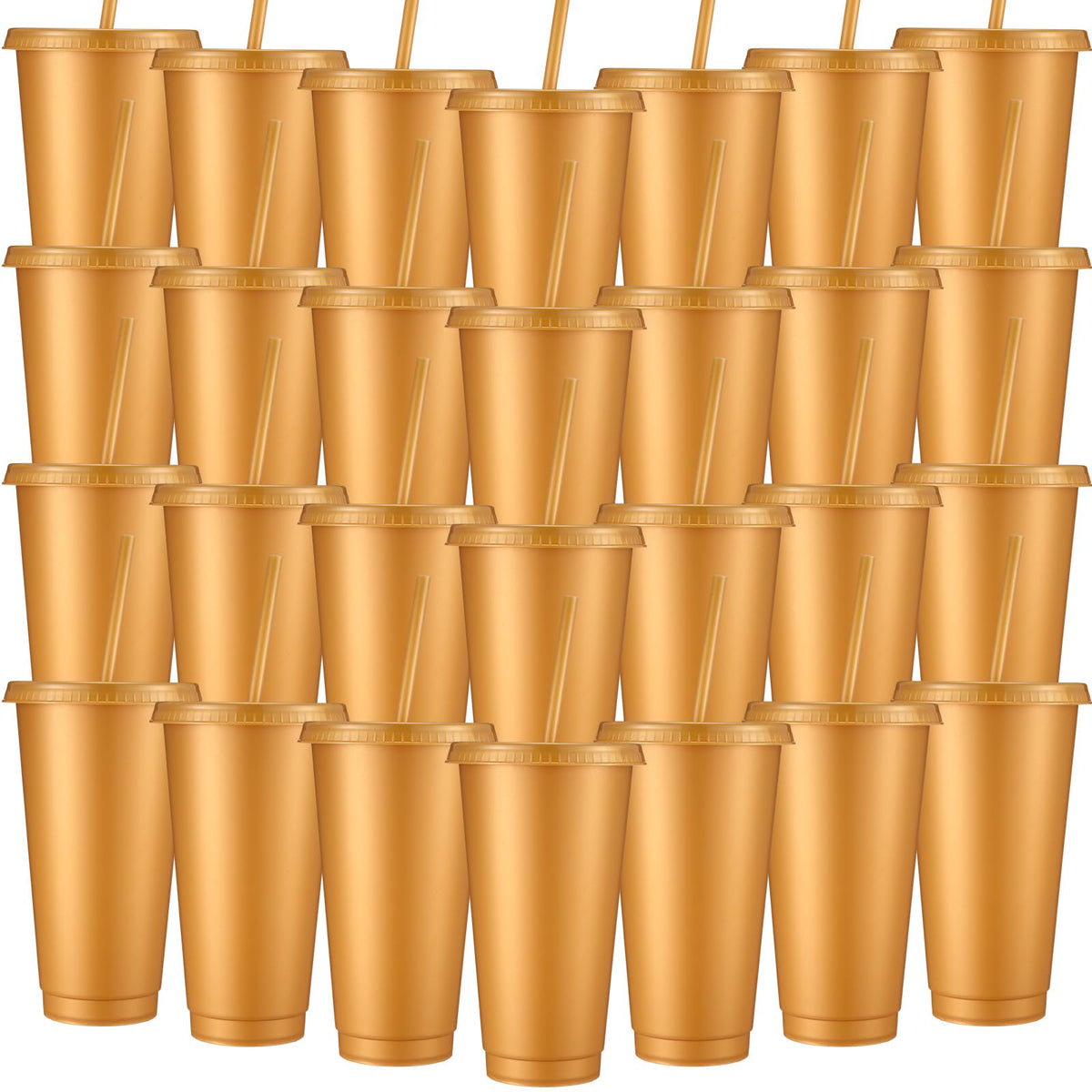 30 Pack Plastic Cups with Lids Straws (30 Count)