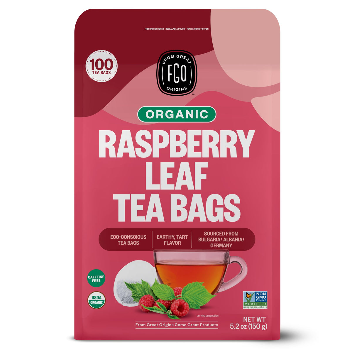 Organic Red Raspberry Leaf Tea Bags (100 Count)