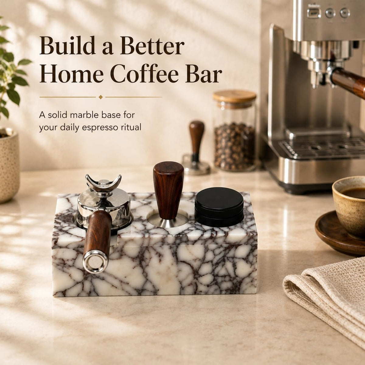 Natural Marble Espresso Tamping Station for 51mm and 53mm