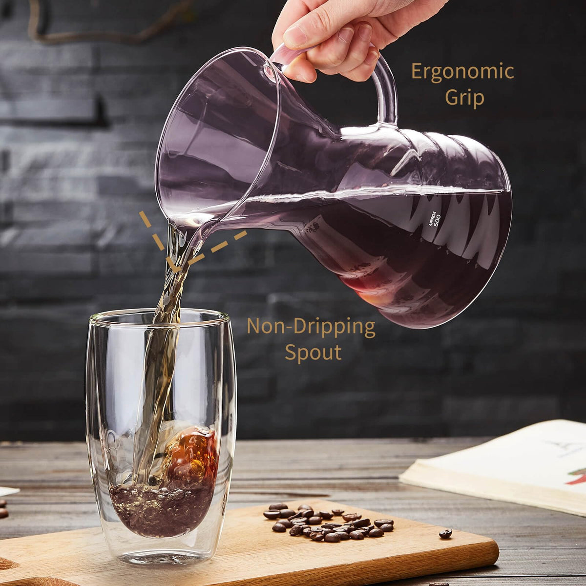 Pour Over Coffee Maker with Permanent Stainless Filter 27 fl oz (27 Fl Oz)
