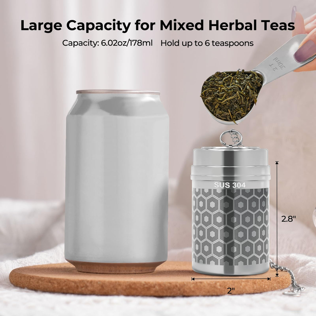 Stainless Steel Large Tea Infuser for Loose Leaf Tea & Spice Ball