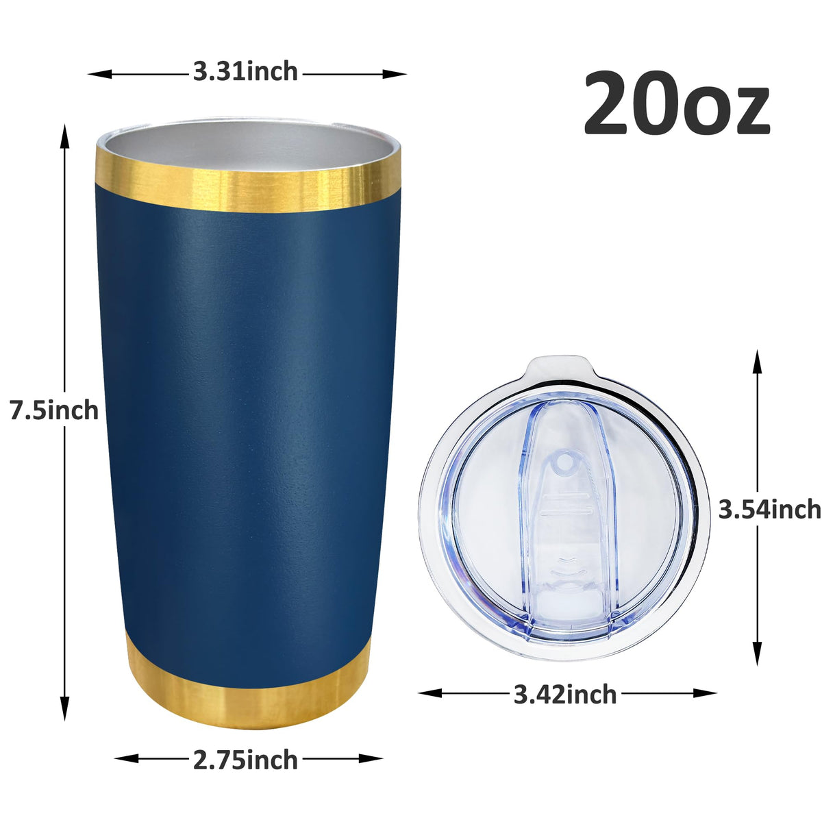 20 oz Insulated Tumblers Bulk with Lid Stainless Steel Tumbler (12 Count)