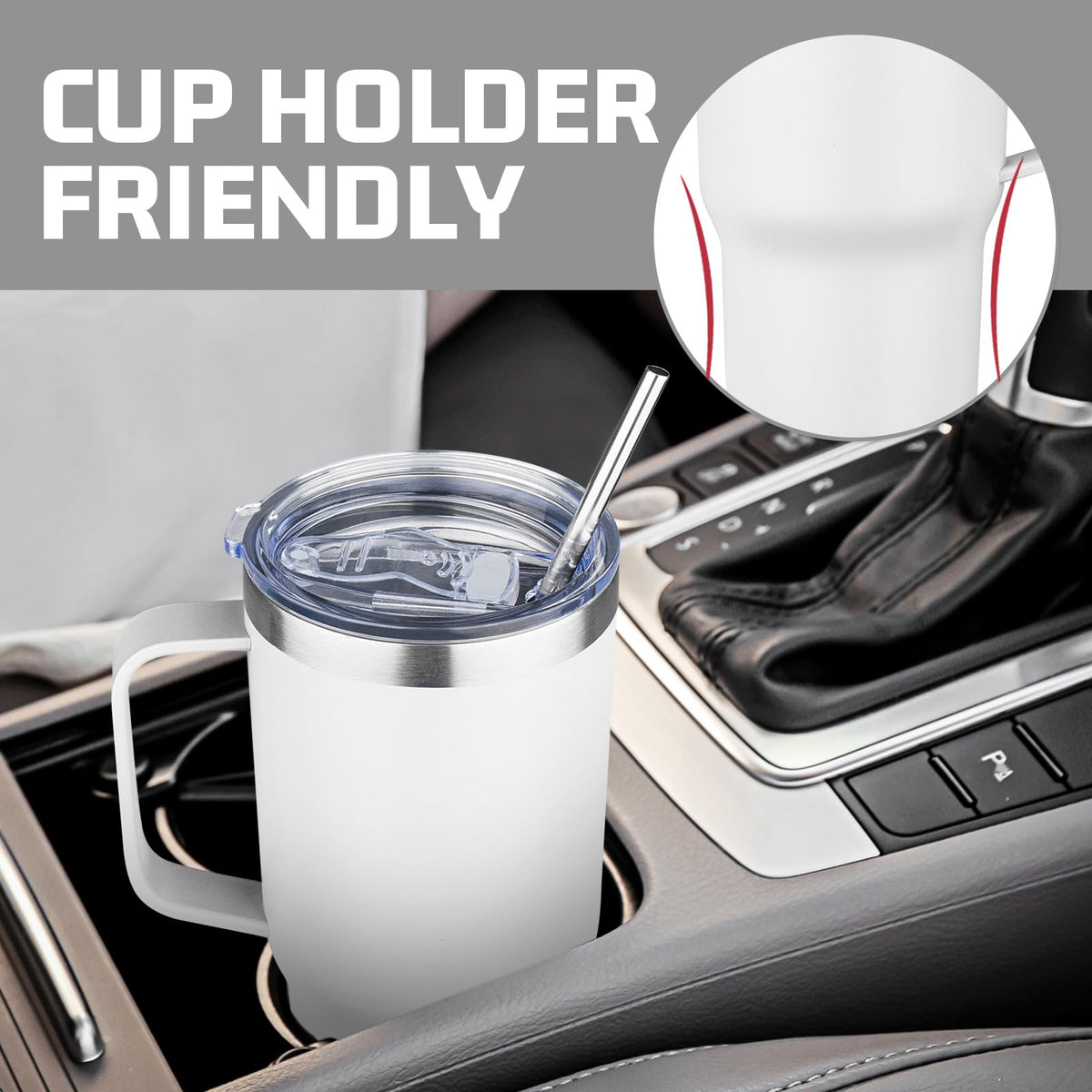 20 oz Tumbler with Handle Stainless Steel Insulated Coffee Mug Tumbler with Lid and Straw Double Wall Vacuum Insulated Coffee Mug Leak Proof Travel Mug for Hot and Cold Drink (4 Count)