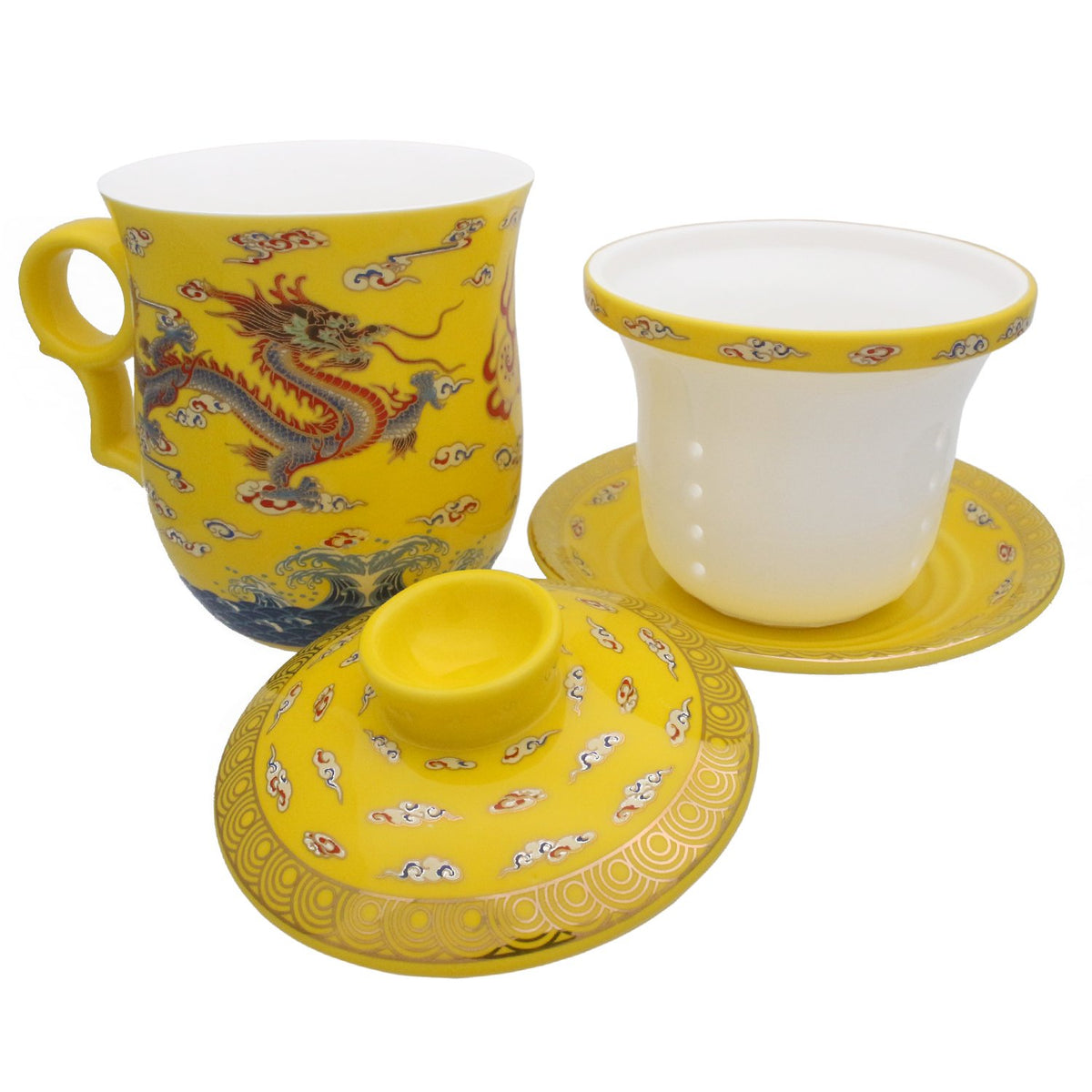 Porcelain Tea Cup with Lid and Saucer Infuser Sets
