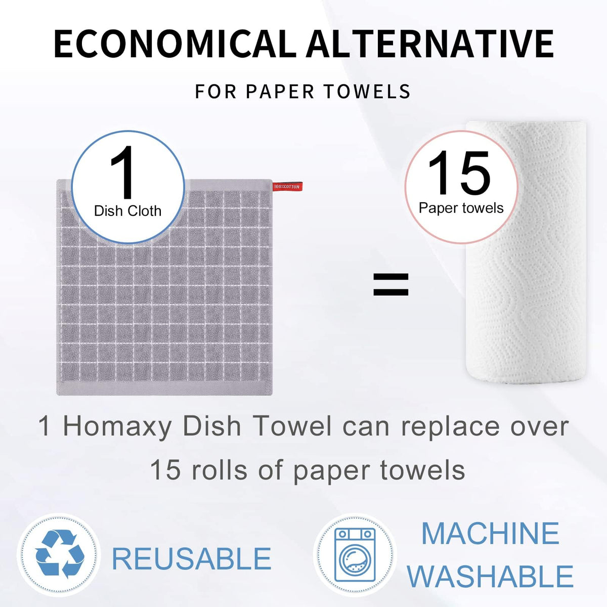 100% Cotton Terry Kitchen Dish Cloths (8 Count)