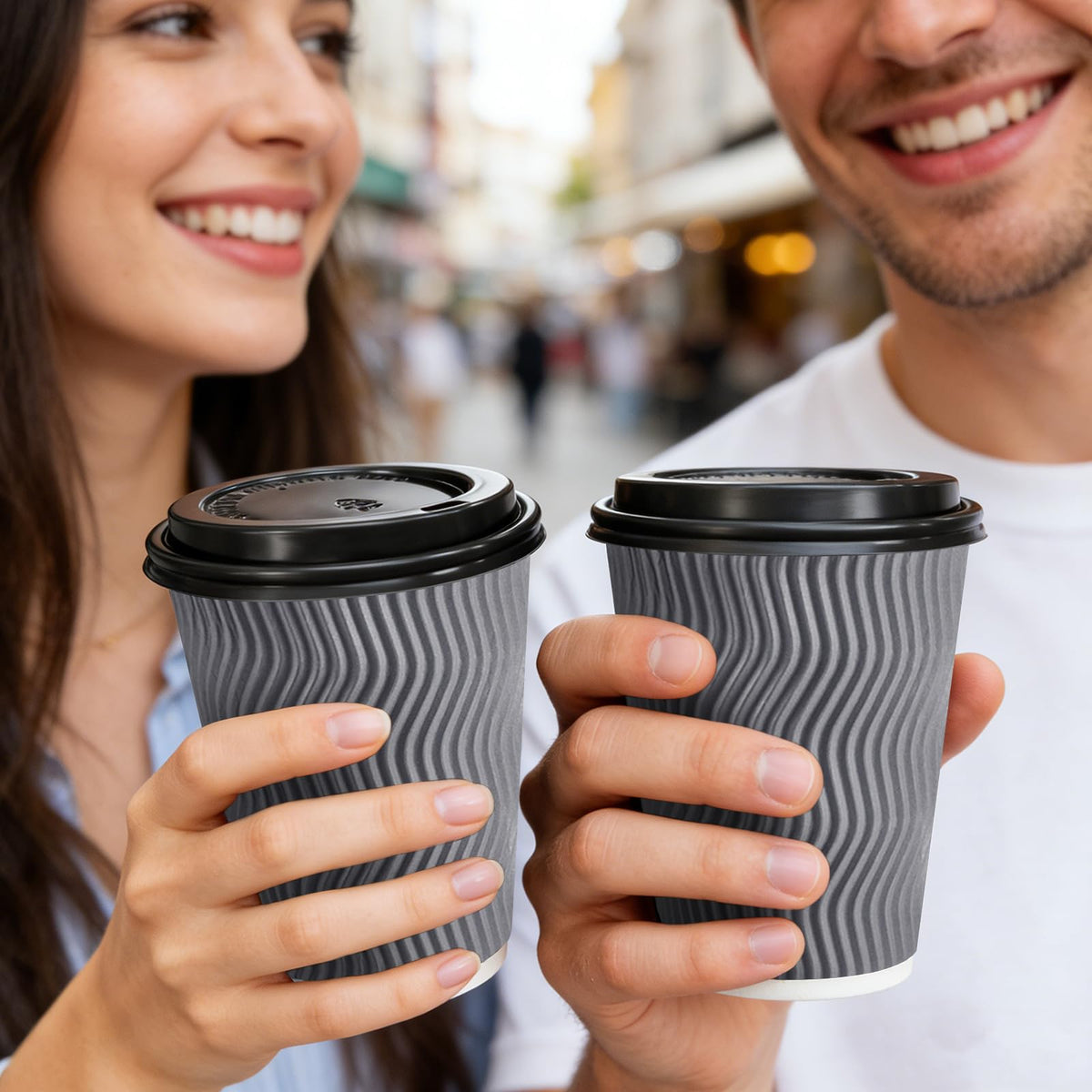 50 Pack 12 oz Paper Coffee Cups with Lids Disposable for Hot Drink (50 Count)