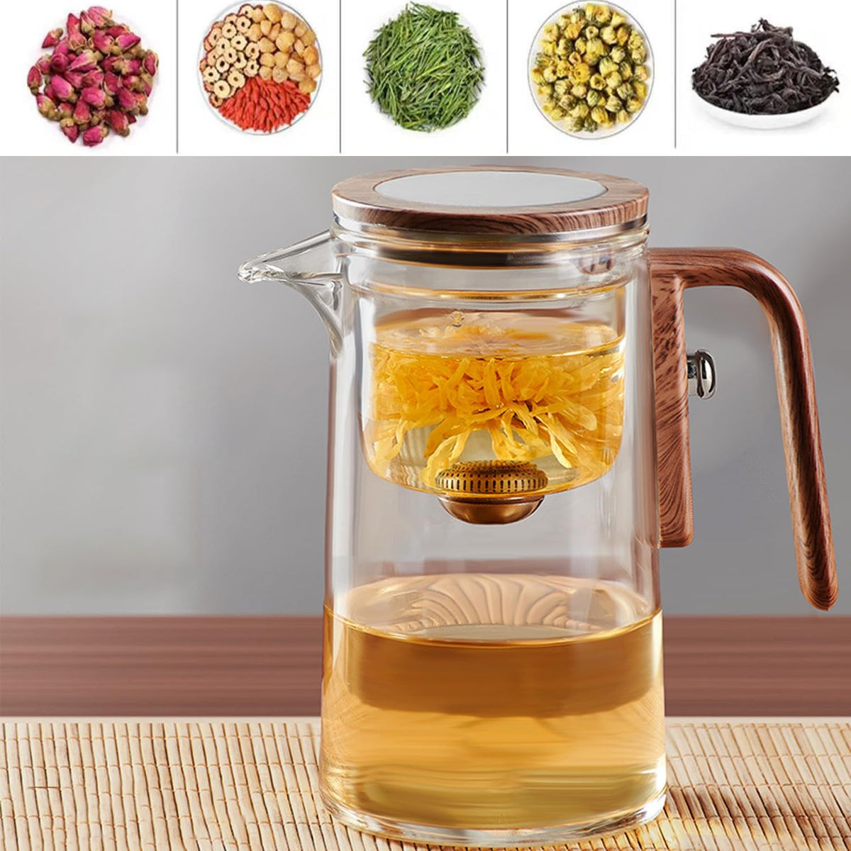1000ML 33.8OZ Witchcraft Magic Glass Teapot with Infuser Strainer and Lid for Loose Leaf Tea Herbal