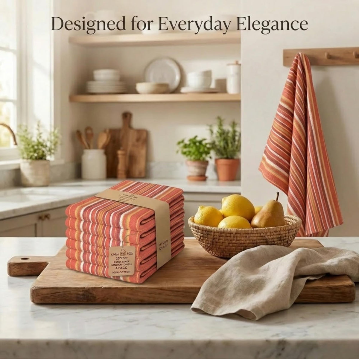 Kitchen Towels Cotton Dish Towels 20”x30” (6 Count)