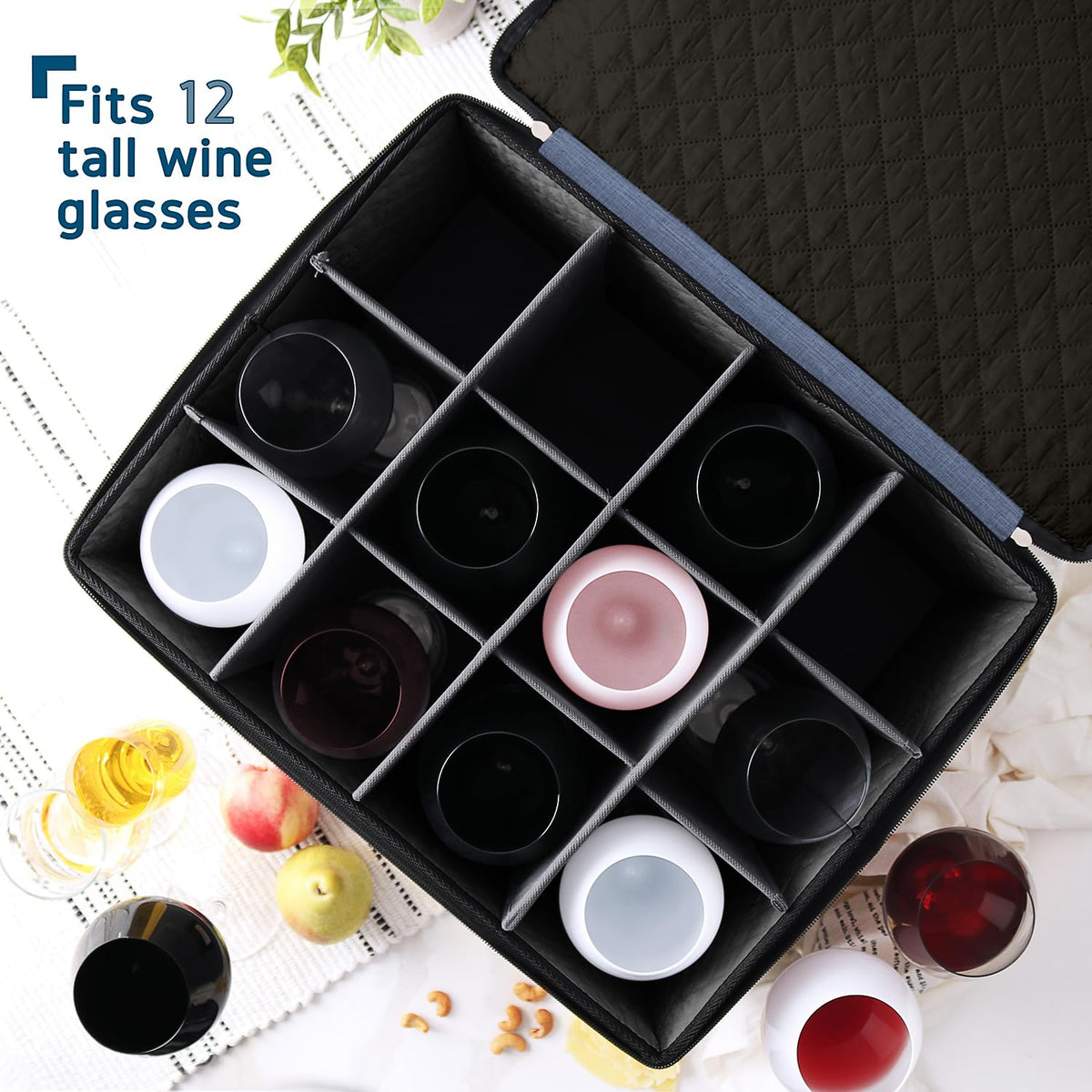 Wine Glass Storage Box with Dividers