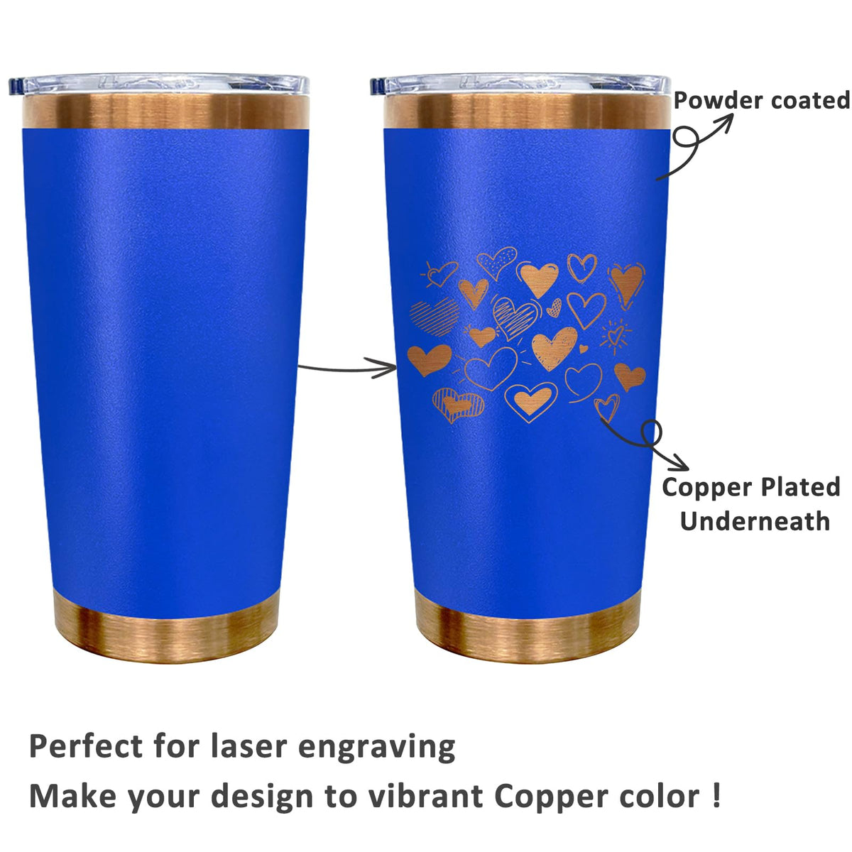 20 oz Insulated Tumblers Bulk With Lid and Straw Cobalt Blue (6 Count)