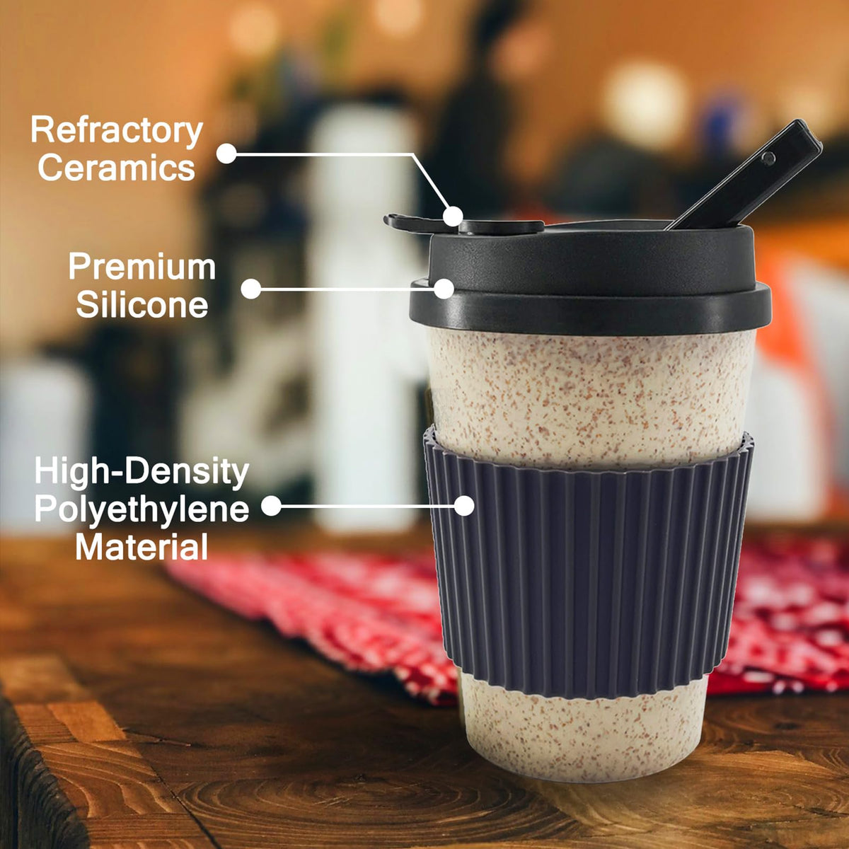 Portable Coffee Cup with Ceramic Bowl & High