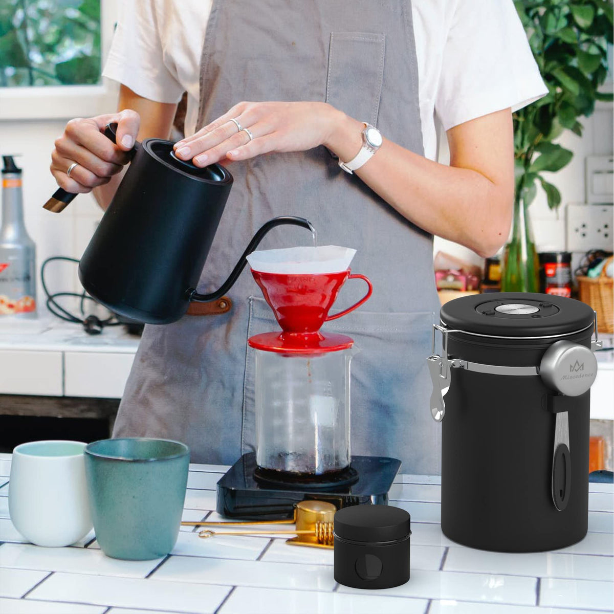 Coffee canister set for ground coffee with Date Tracker Travel Coffee jar