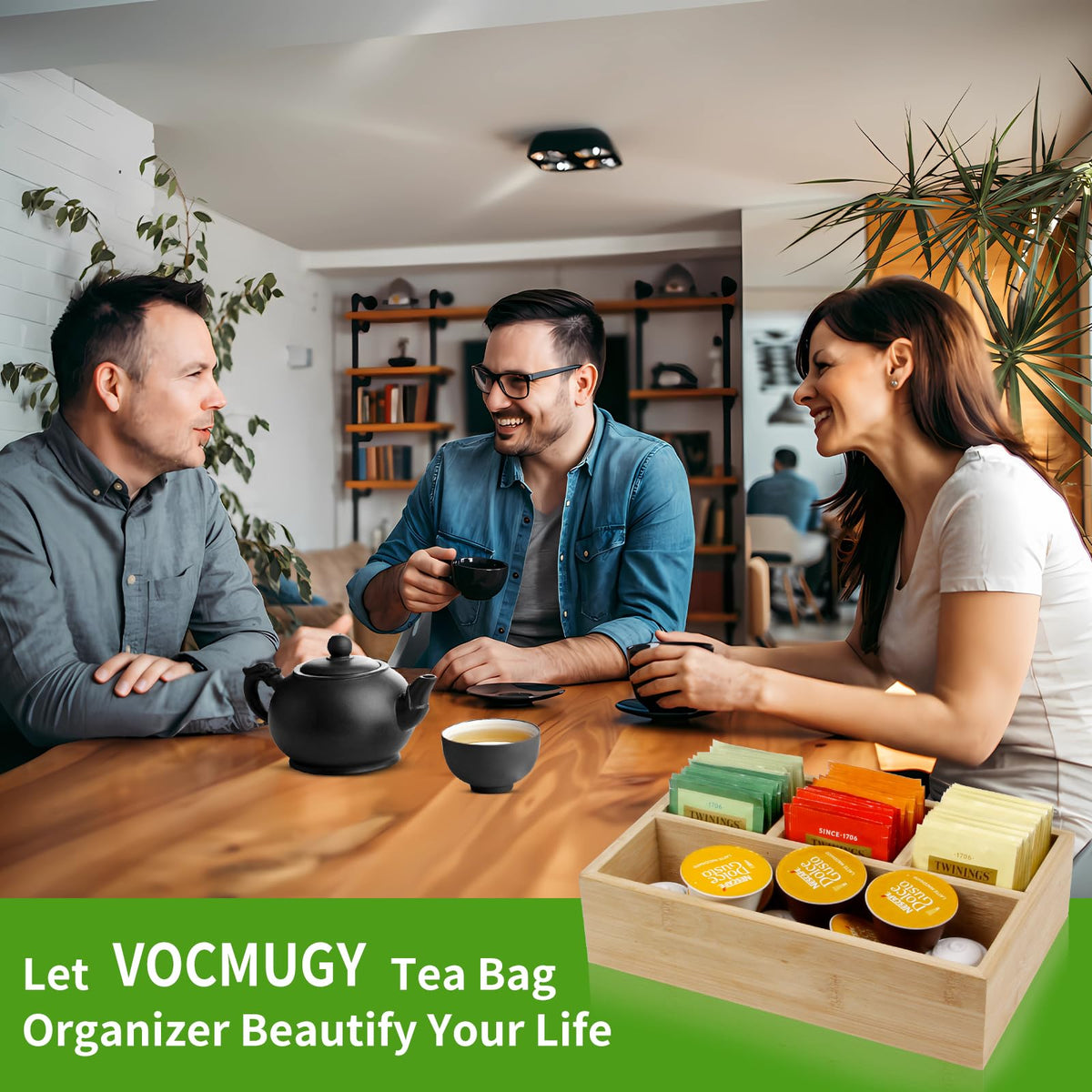 4 Pack Bamboo Tea Bag Organizer (4 Count)