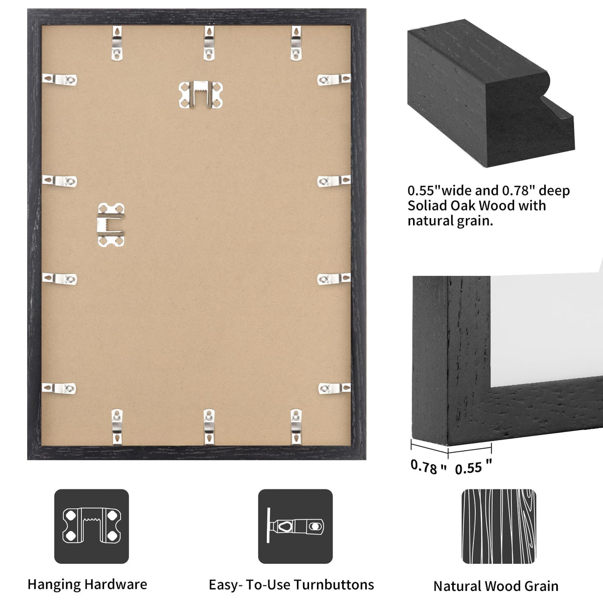 20x30 Solid Oak Wood Picture Frames (3 Count)