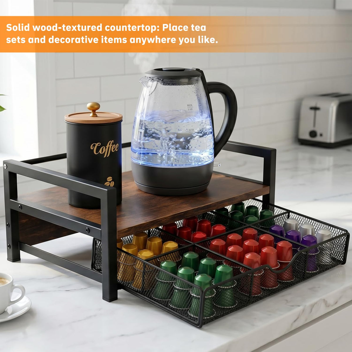 Tea Bag Organizer with 6 Compartments