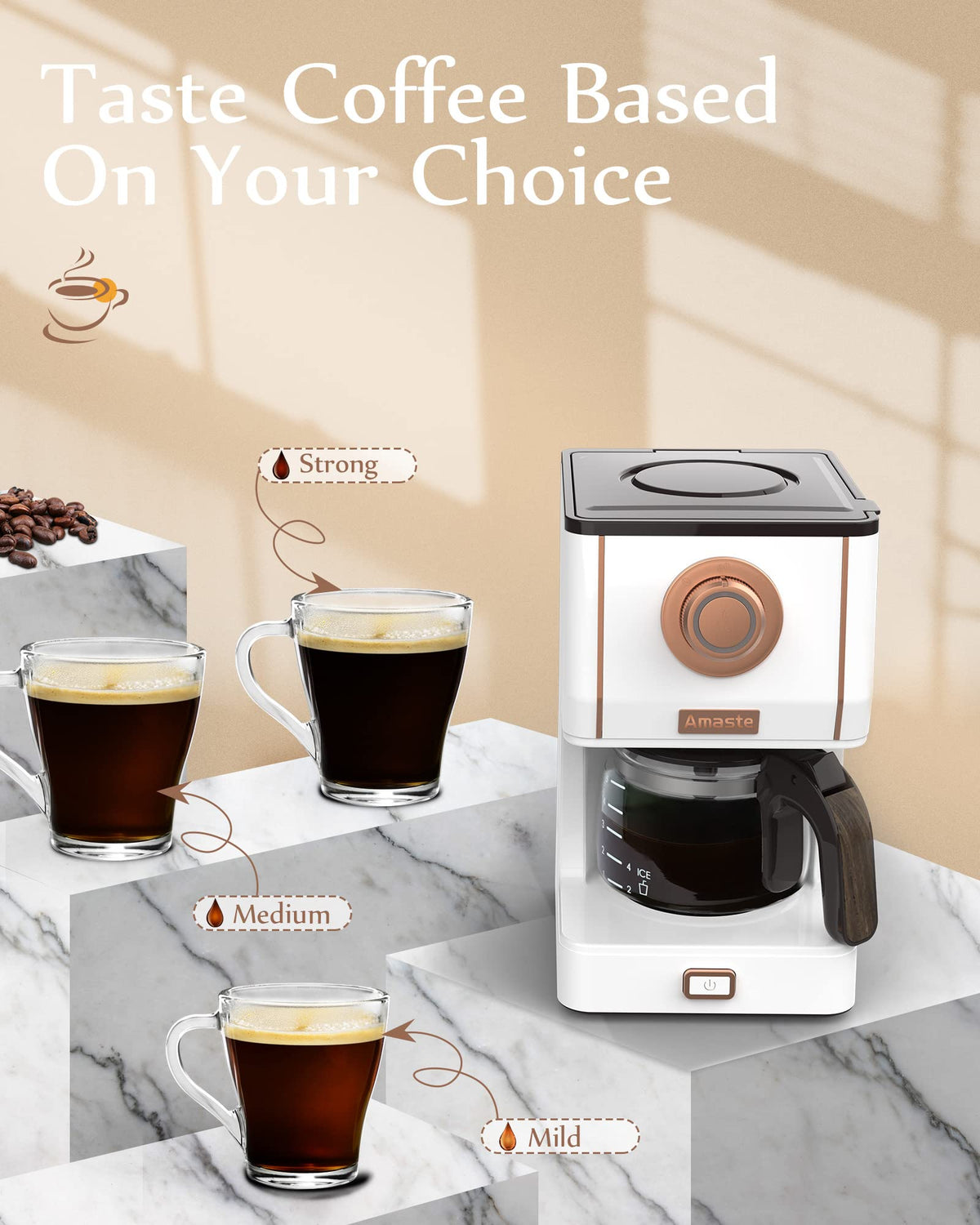 Retro Style Coffee Machine with 25 Oz Glass Coffee Pot
