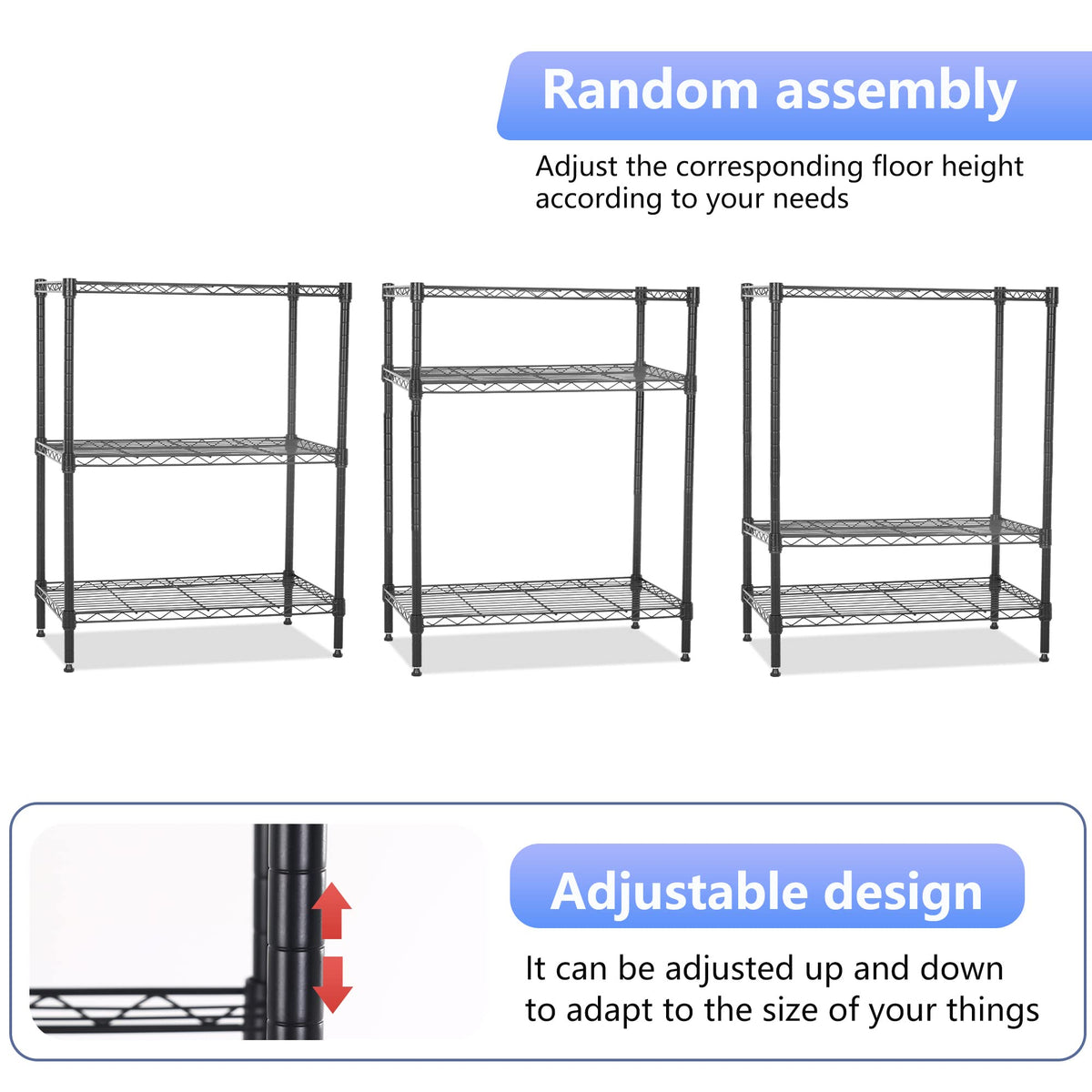 Wire Shelving Units Adjustable Metal Storage Rack 23D x 13W x 30H 3 Tier Pantry Shelves NSF Kitchen Shelf for Kitchen Garage Commercial Small Places