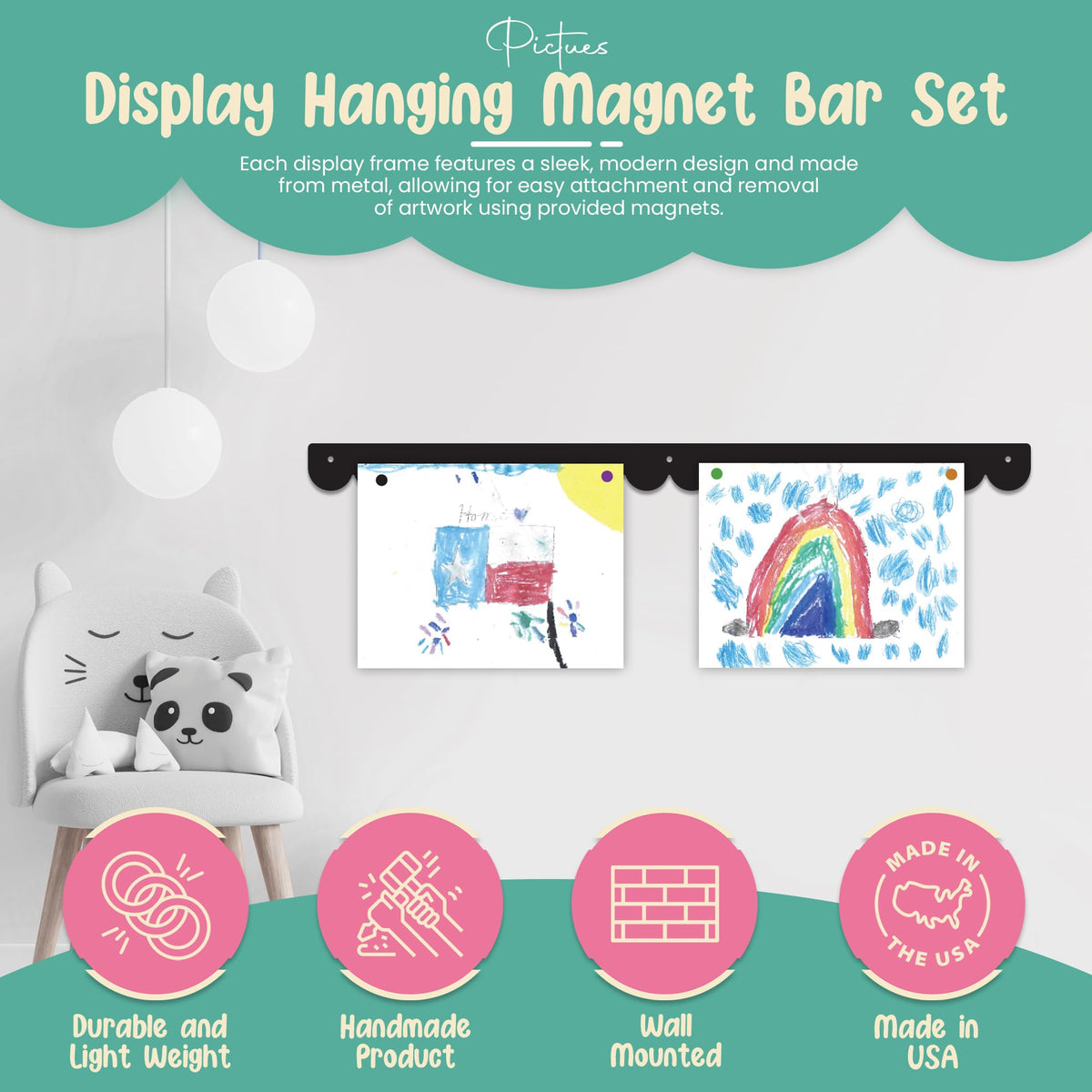 Scalloped Magnetic Art Display for Kids Artwork & Photos