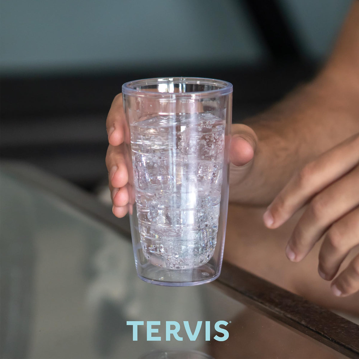 Clear & Colorful Tabletop Made in USA Double Walled Insulated Tumbler Travel Cup Keeps Drinks Cold & Hot (4 Count)