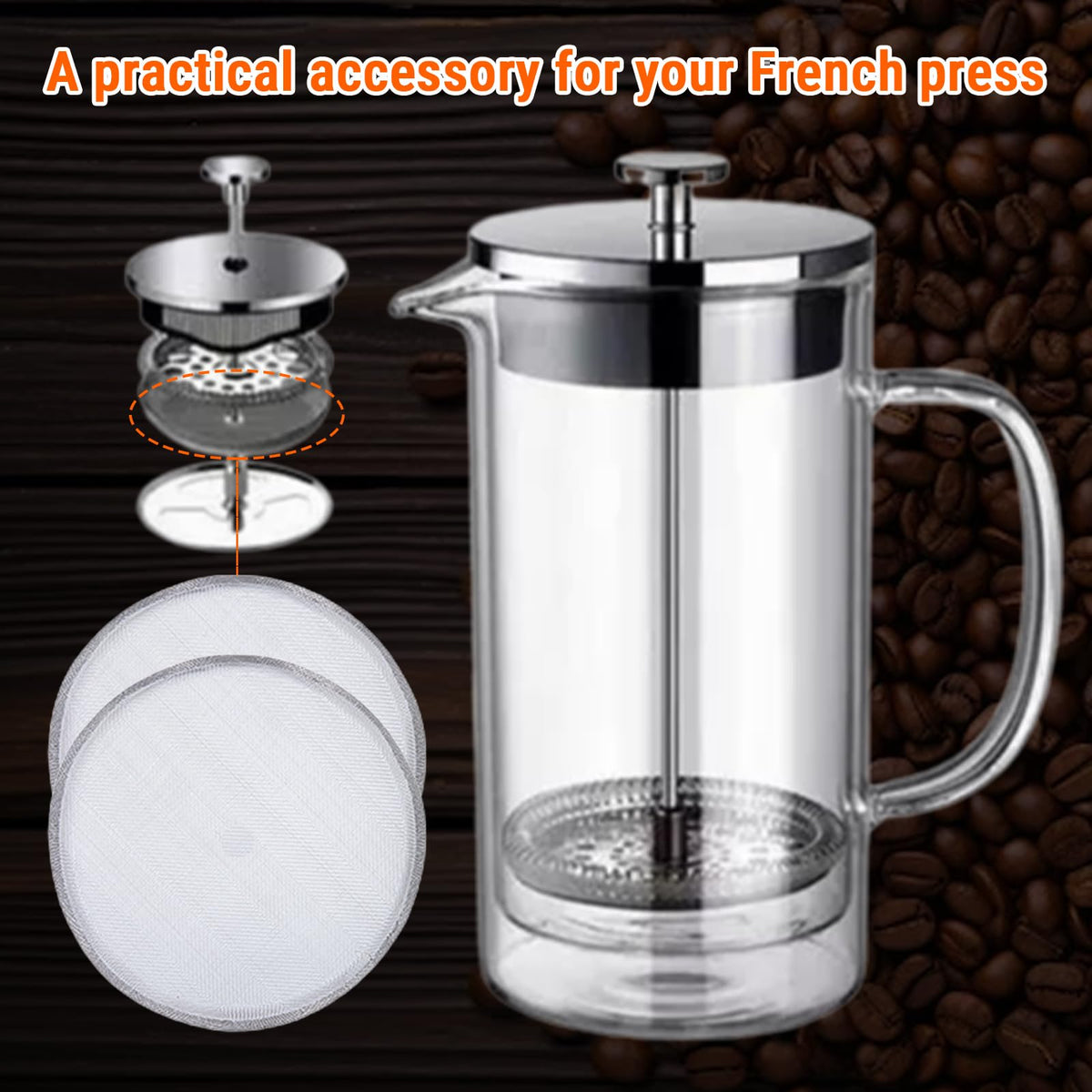 French Press Coffee Filter Replacement 5 Pack (5 Count)
