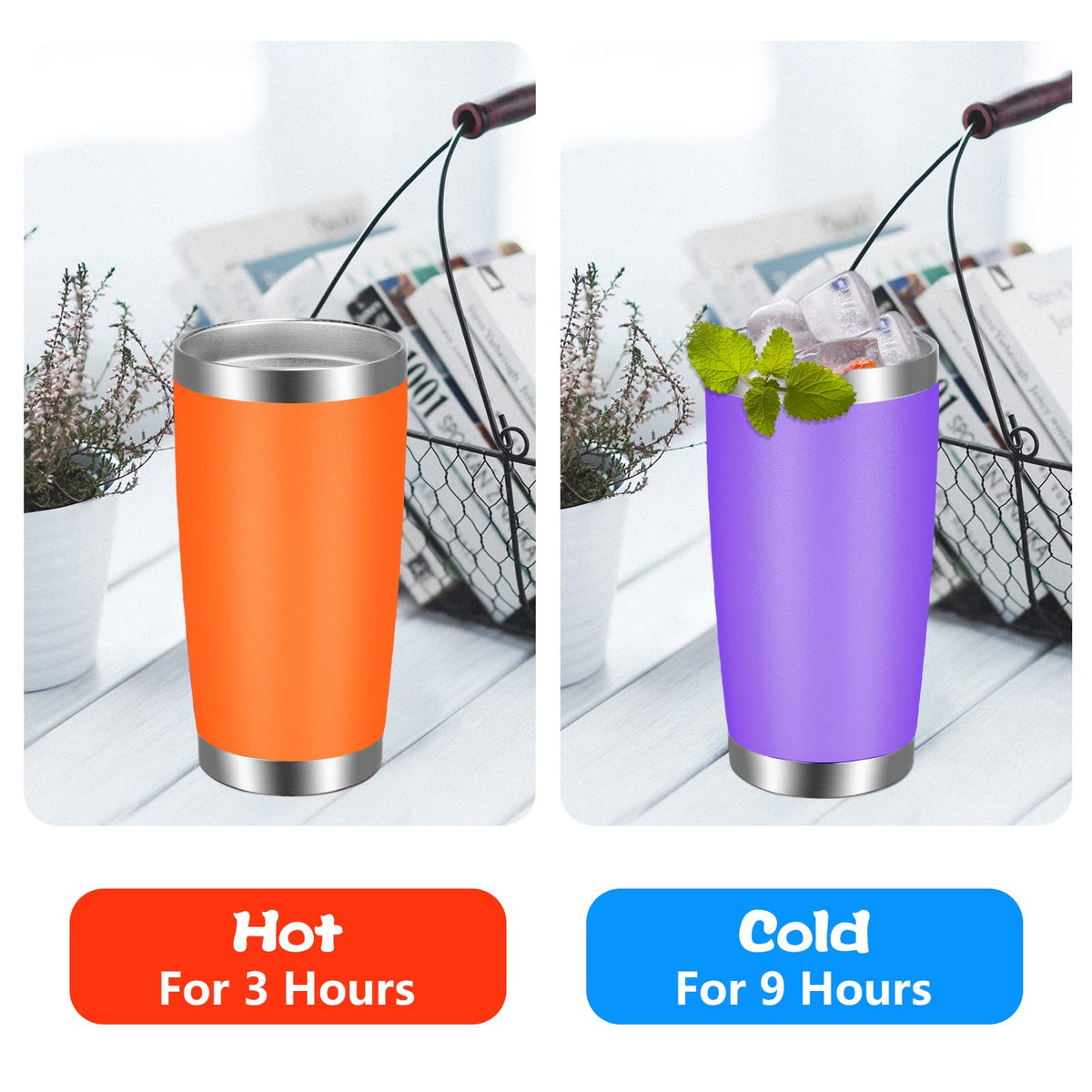 20oz Tumbler with Lid and Straw Stainless Steel Tumbler Cup Bulk Vacuum Insulated Double Wall Travel Coffee Mug Powder Coated Coffee Cup (6 Count)