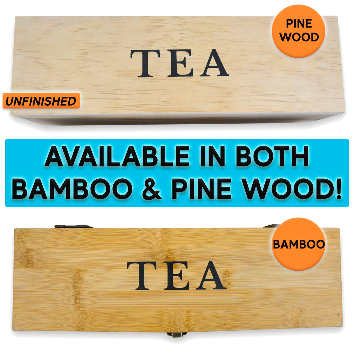 Bamboo Tea Organizer Box Chemical Free Eco