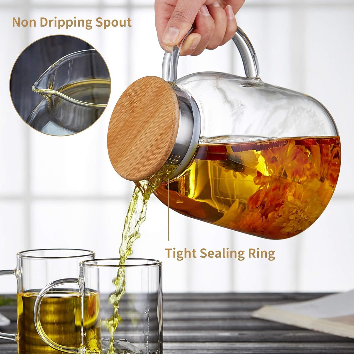 Large Glass Teapot with Infuser (68 Fl Oz)