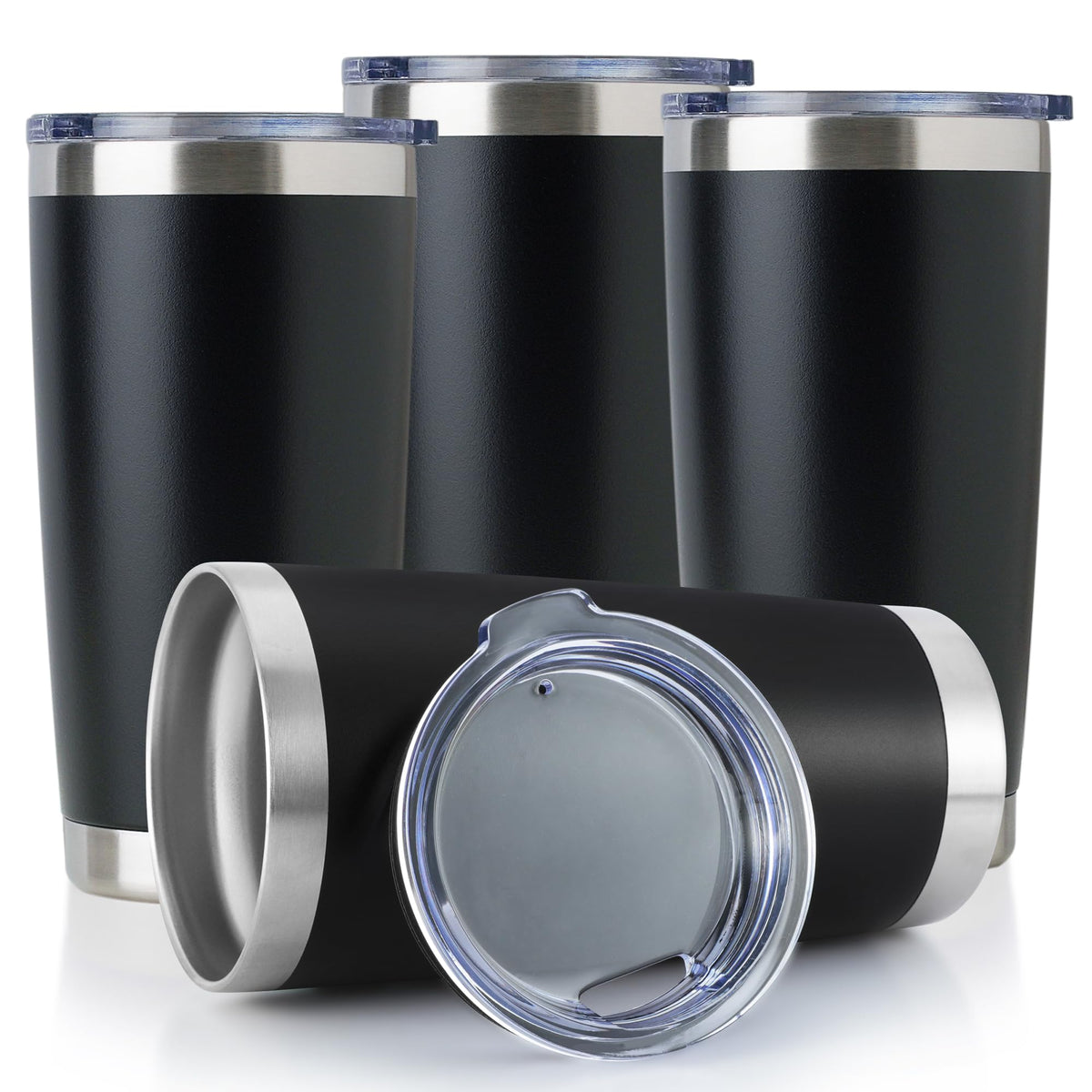 20oz Stainless Steel Tumbler Bulk with Lid (4 Count)