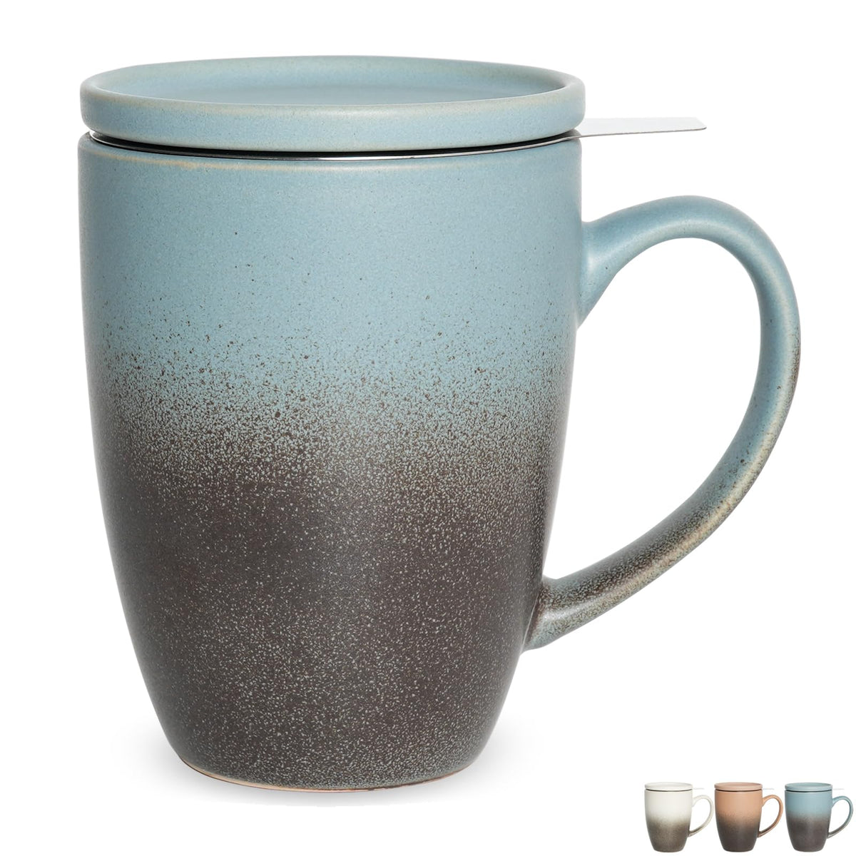 Matte Ceramic Tea Cup with Infuser and Lid