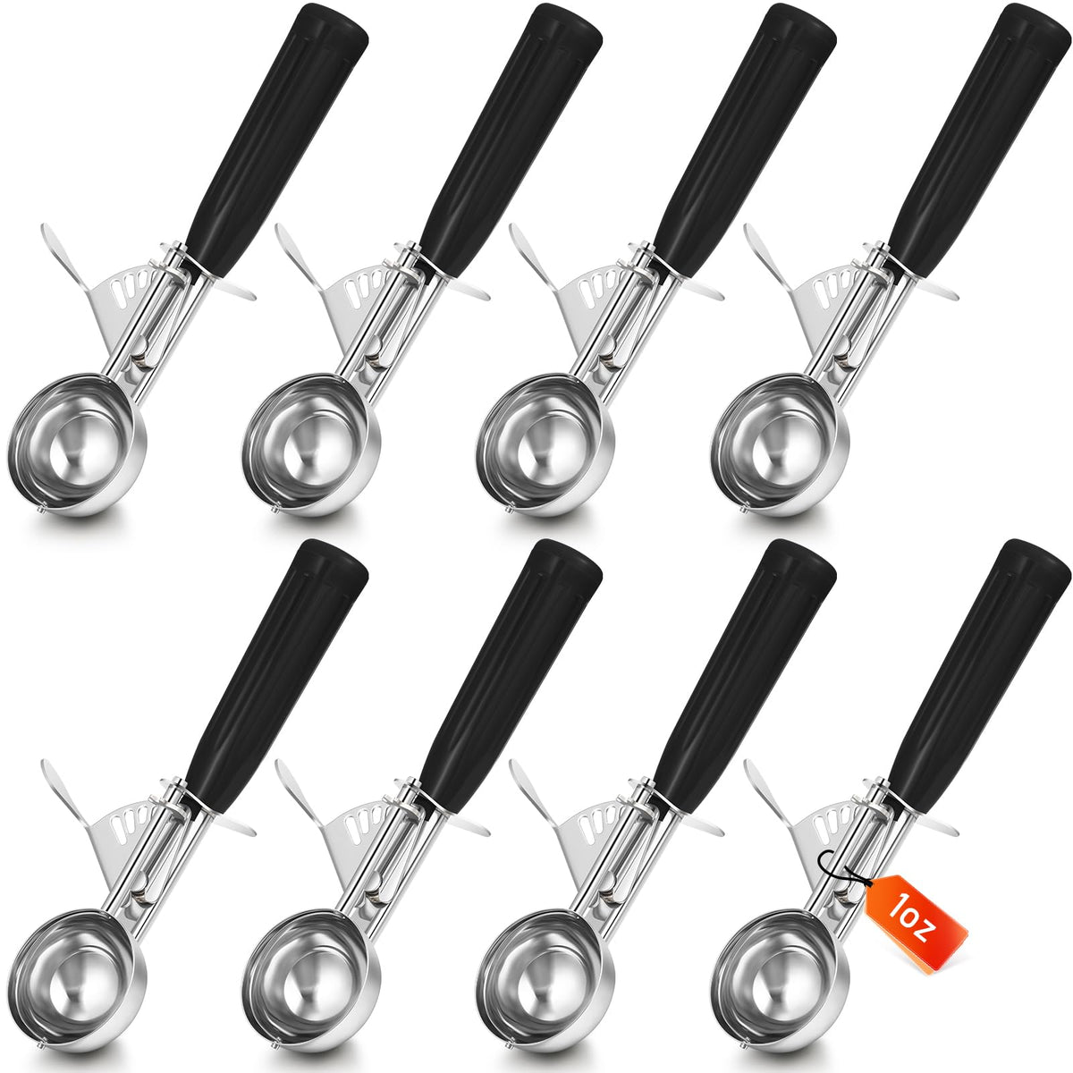 8 Pcs Release Cookie Scoops Ice Cream Scooper with Trigger Release Portion Scoop Stainless Steel for Portion Control (8 Count)