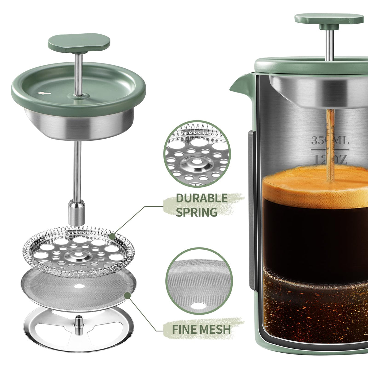 French Press 350ml Stainless Steel Coffee Press