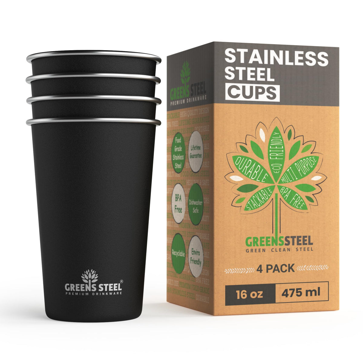 Stainless Steel Cups (4 Count)