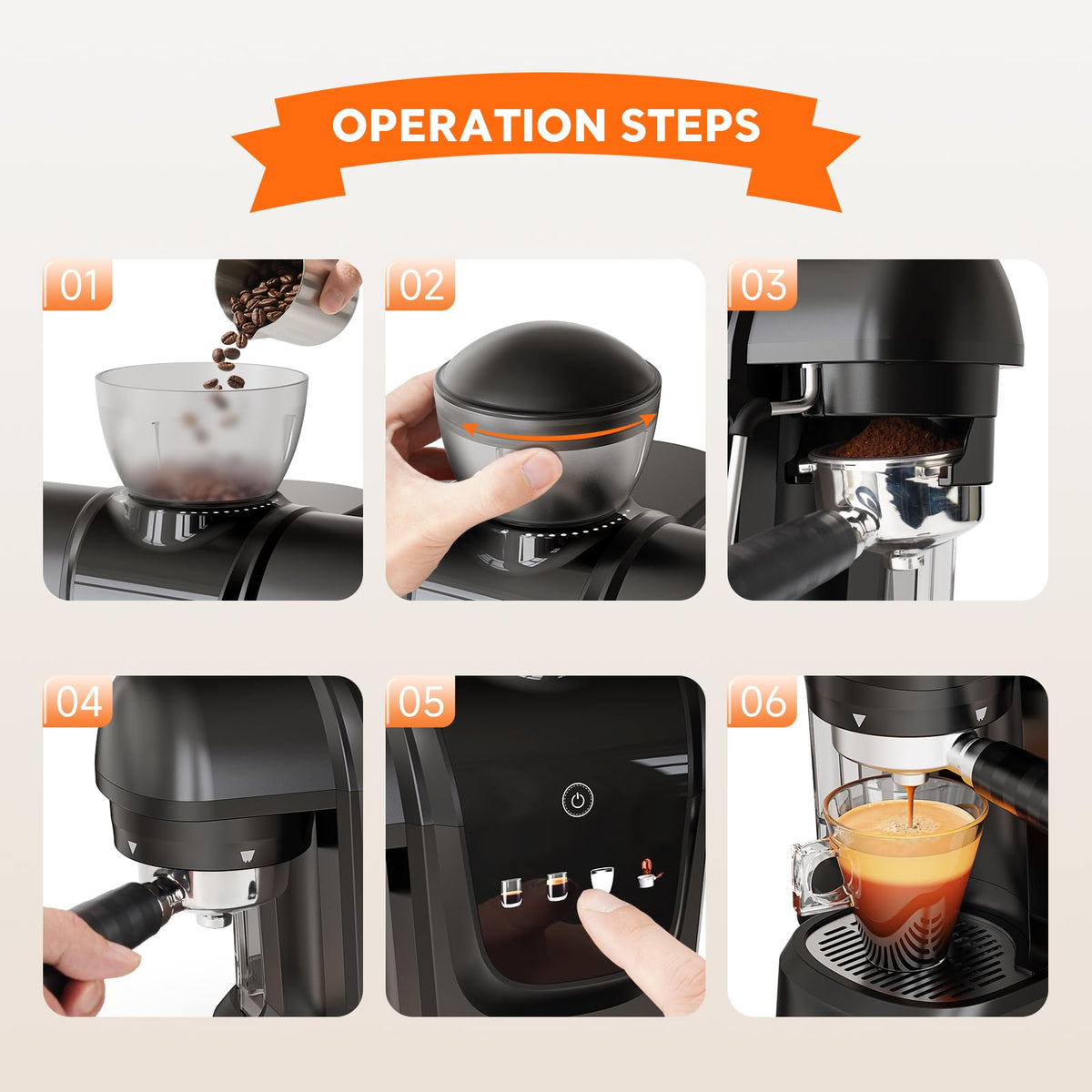 Semi Automatic Espresso Machine with Grinder