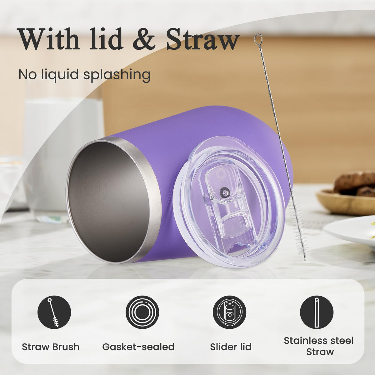 12oz Stainless Steel Wine Tumbler with Lid